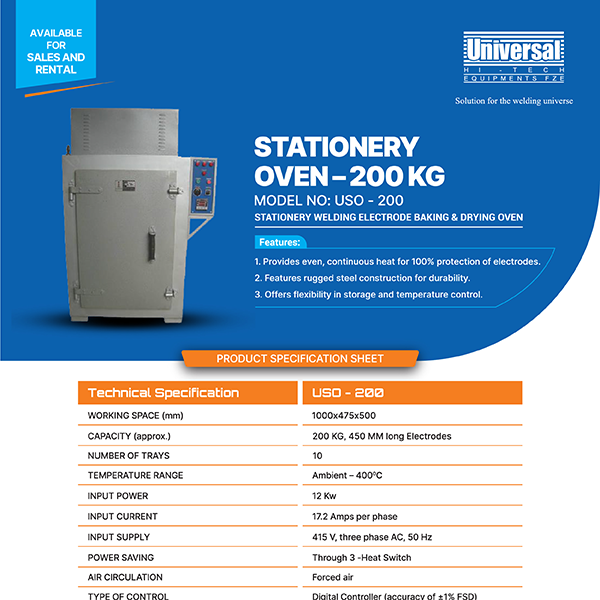 Stationery Oven 200kg from universal hi tech equipments